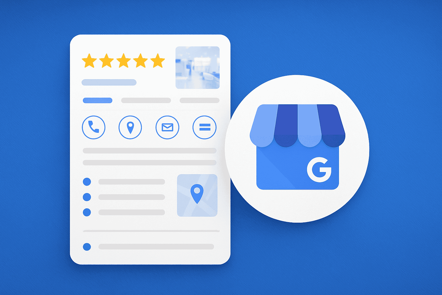 Google My Business Bewertung und Standort-Icon für lokale SEO.